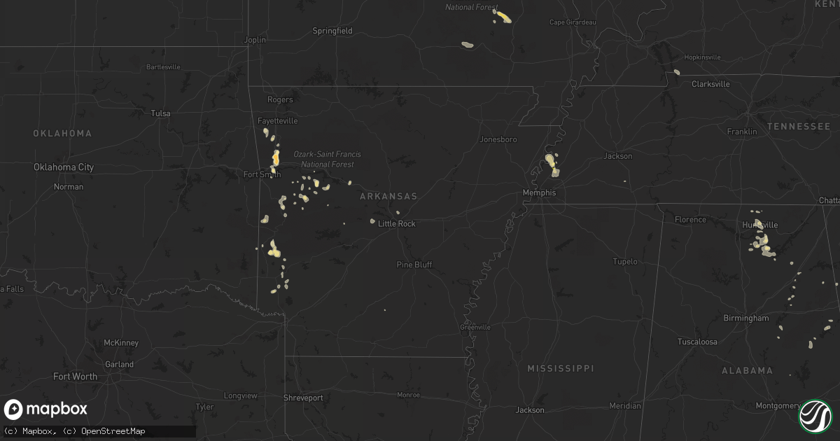 Hail map in Arkansas on September 1, 2013