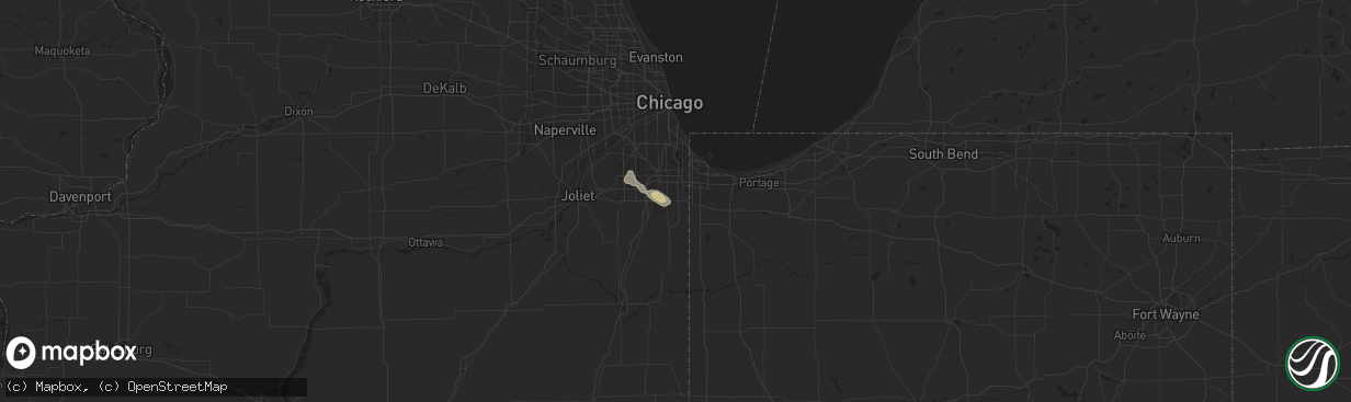 Hail map in Chicago Heights, IL on September 1, 2013