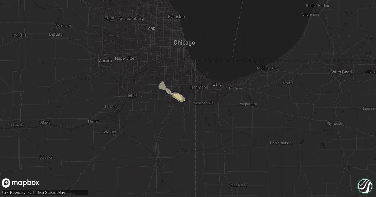 Hail map in Chicago Heights, IL on September 1, 2013