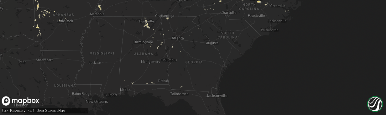 Hail map in Georgia on September 1, 2013