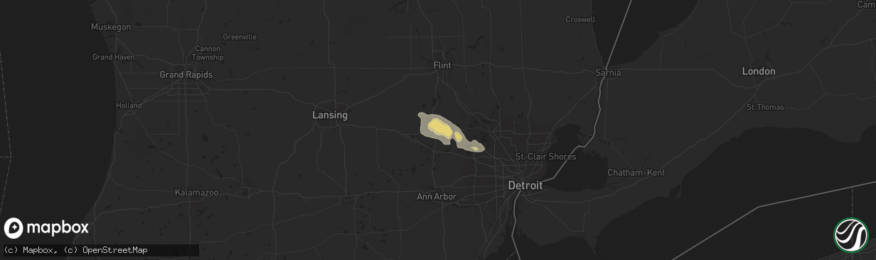 Hail map in Hartland, MI on September 1, 2013