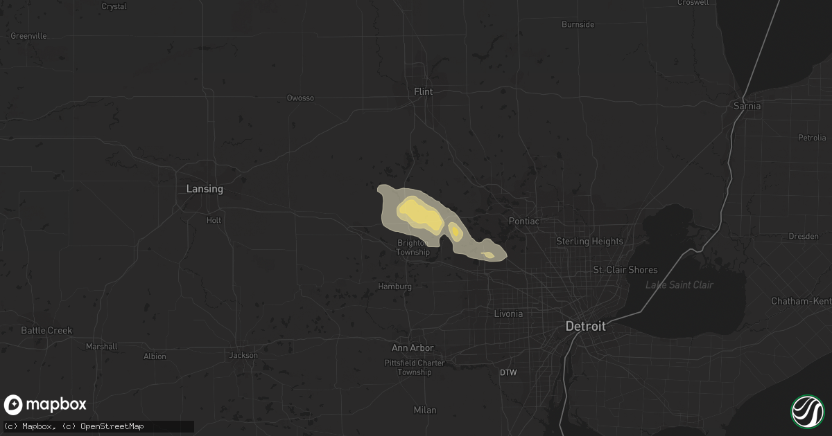 Hail map in Hartland, MI on September 1, 2013