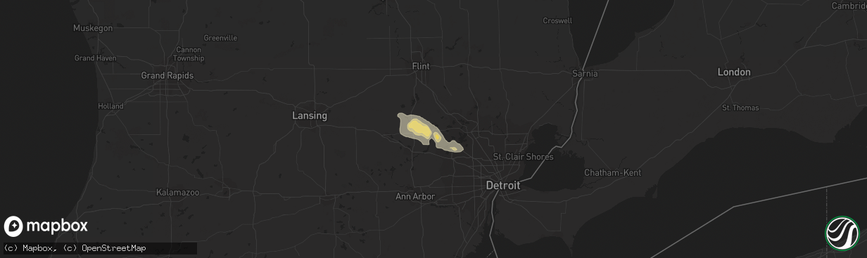 Hail map in Highland, MI on September 1, 2013