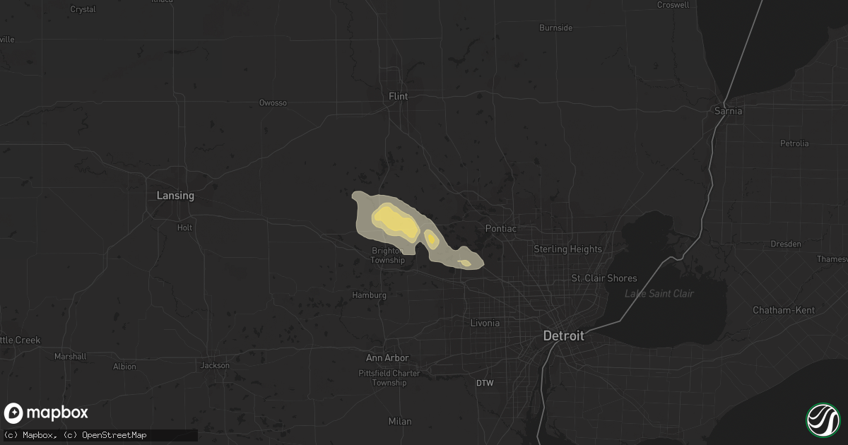 Hail map in Highland, MI on September 1, 2013