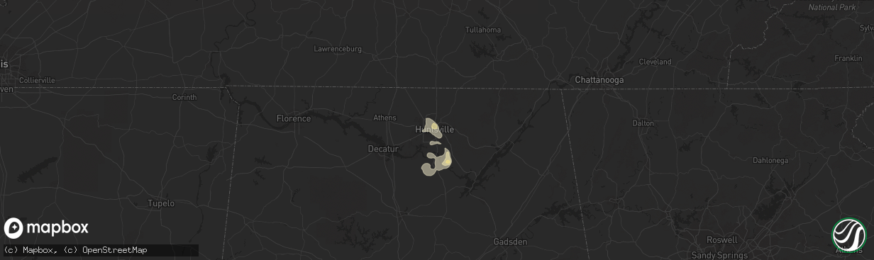 Hail map in Huntsville, AL on September 1, 2013