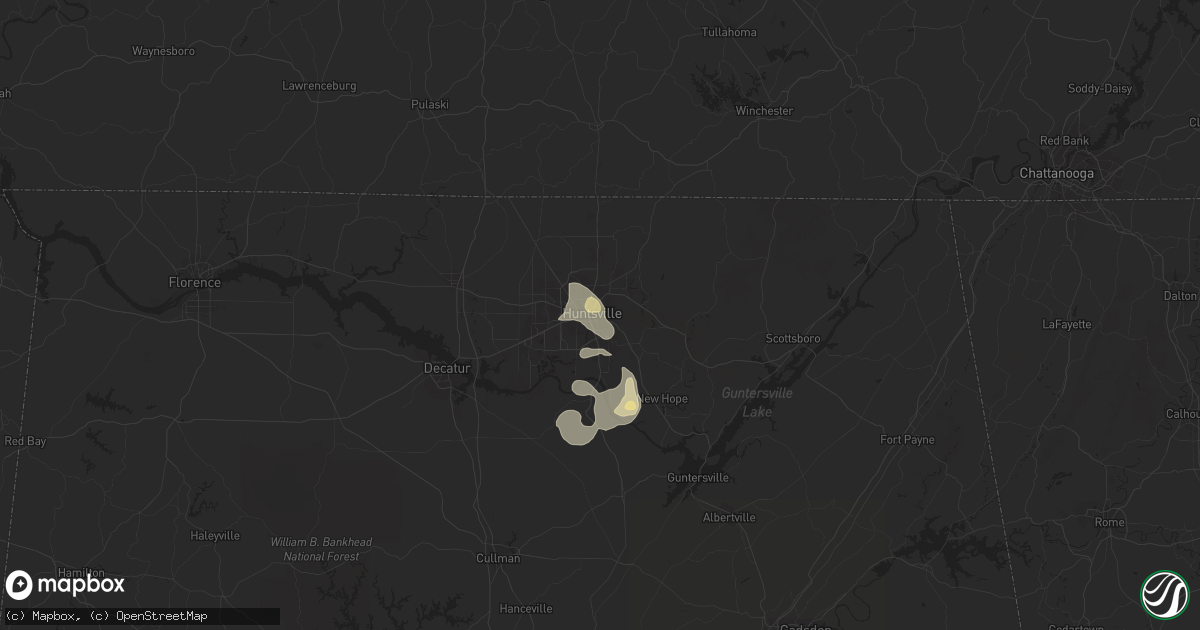 Hail map in Huntsville, AL on September 1, 2013