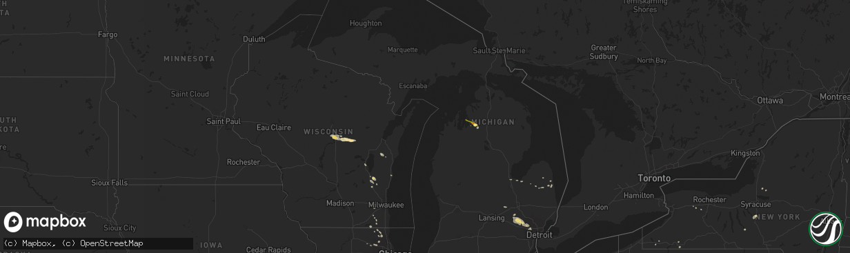 Hail map in Michigan on September 1, 2013