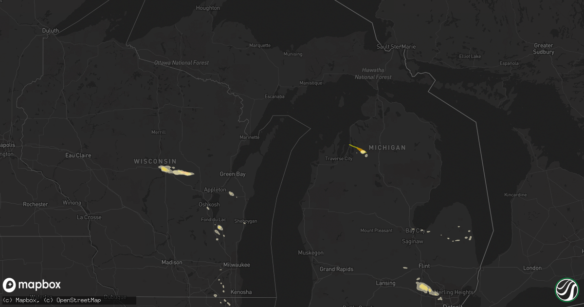 Hail map in Michigan on September 1, 2013