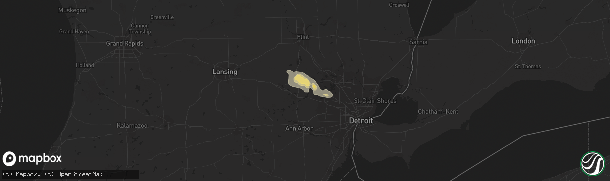 Hail map in Milford, MI on September 1, 2013