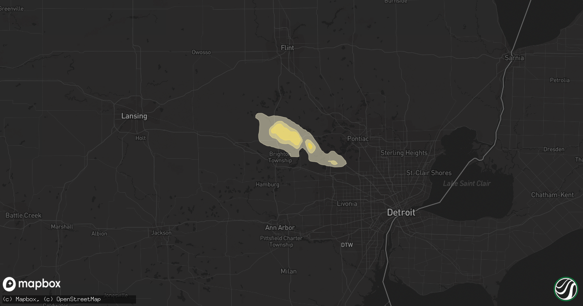 Hail map in Milford, MI on September 1, 2013