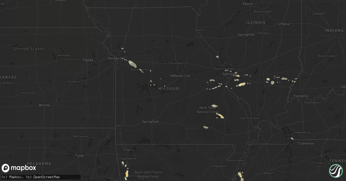 Hail map in Missouri on September 1, 2013