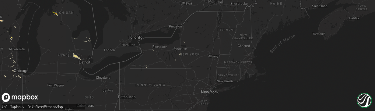 Hail map in New York on September 1, 2013