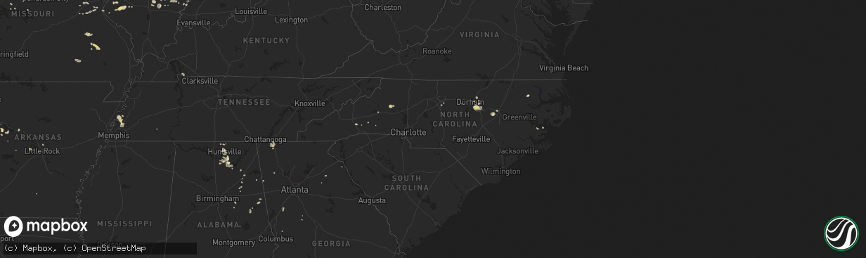 Hail map in North Carolina on September 1, 2013