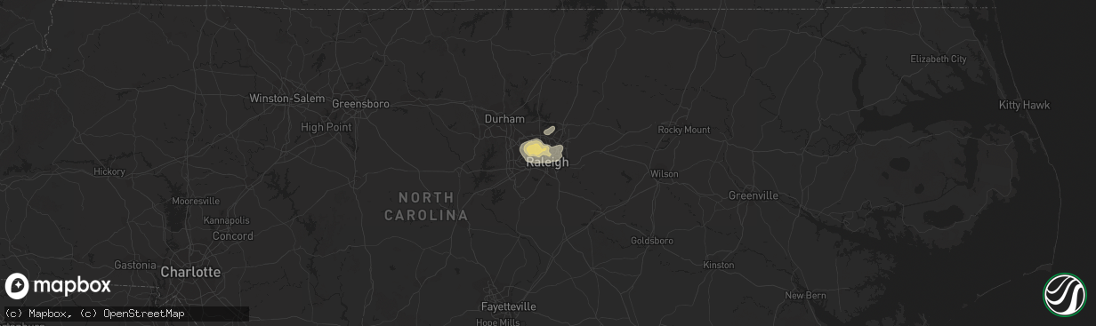 Hail map in Raleigh, NC on September 1, 2013