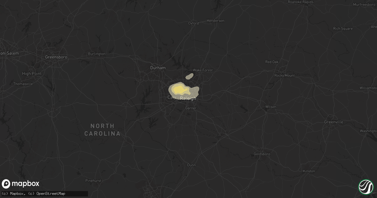 Hail map in Raleigh, NC on September 1, 2013