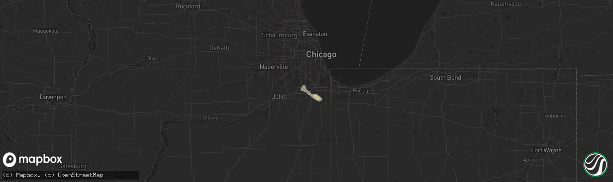 Hail map in Tinley Park, IL on September 1, 2013