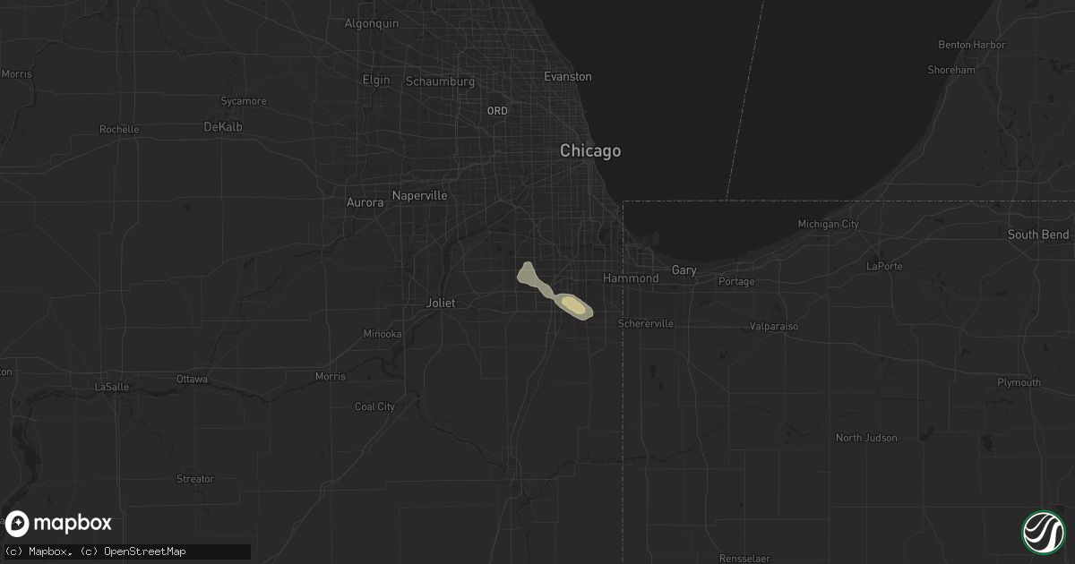Hail map in Tinley Park, IL on September 1, 2013