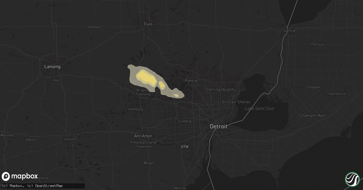 Hail map in West Bloomfield, MI on September 1, 2013