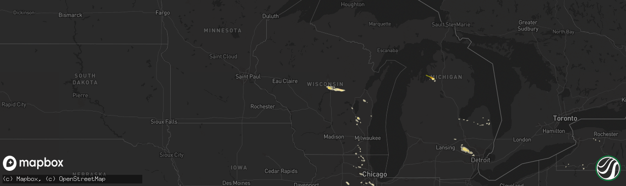 Hail map in Wisconsin on September 1, 2013