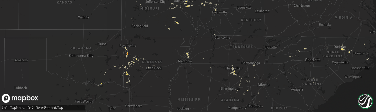 Hail map on September 1, 2013