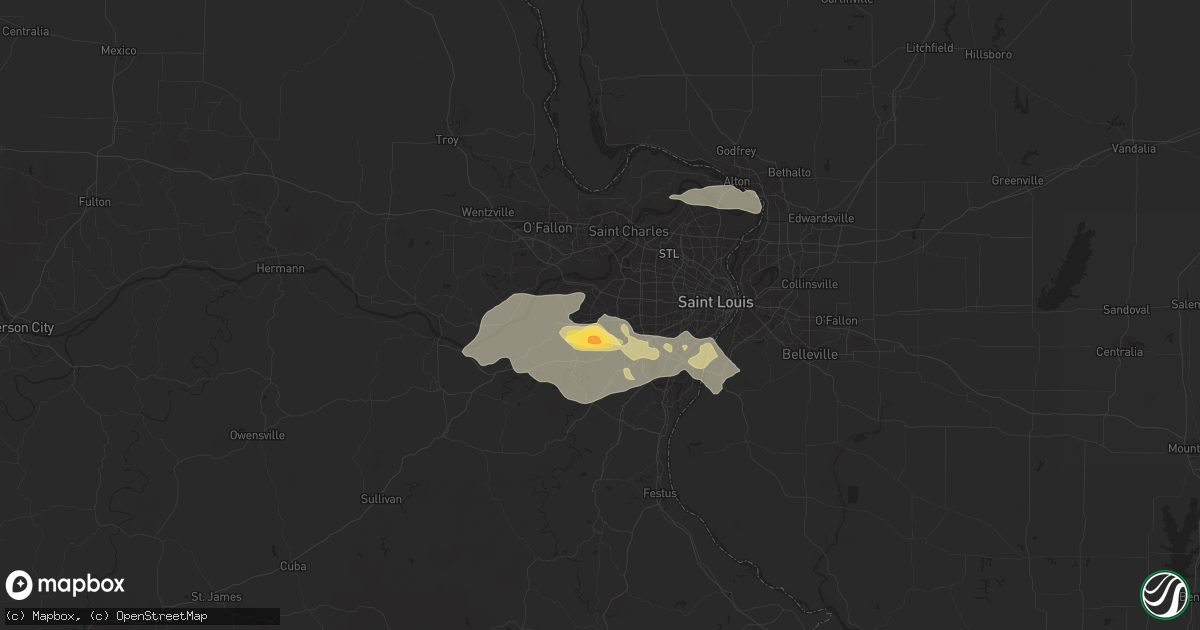 Hail map in Ballwin, MO on September 1, 2014