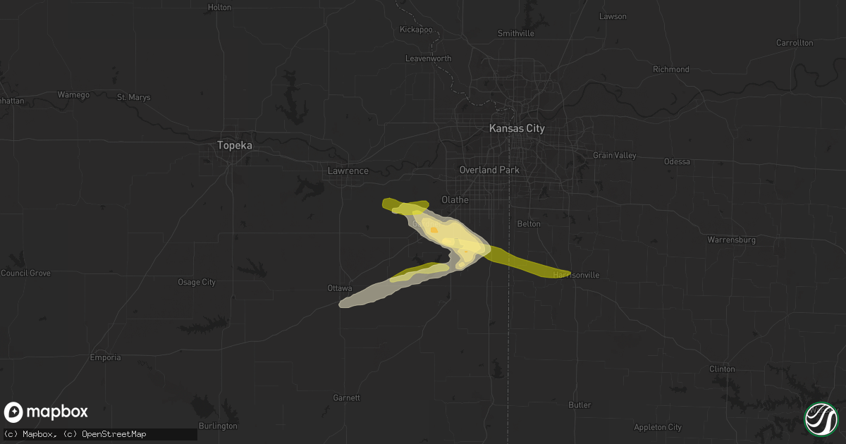 Hail map in Gardner, KS on September 1, 2014