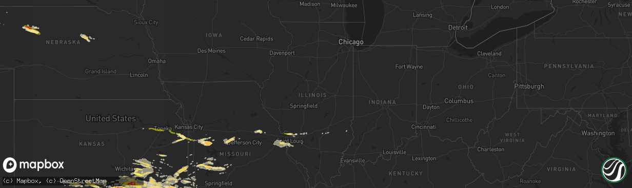 Hail map in Illinois on September 1, 2014