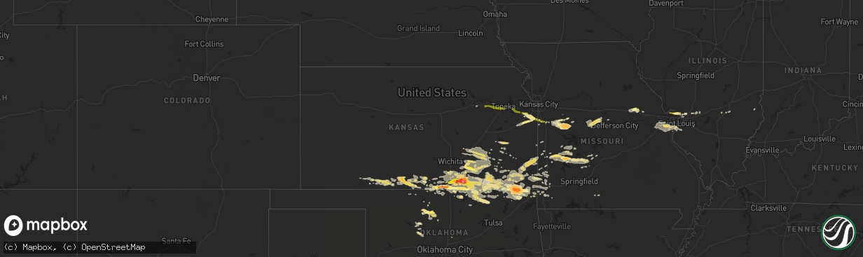 Hail map in Kansas on September 1, 2014