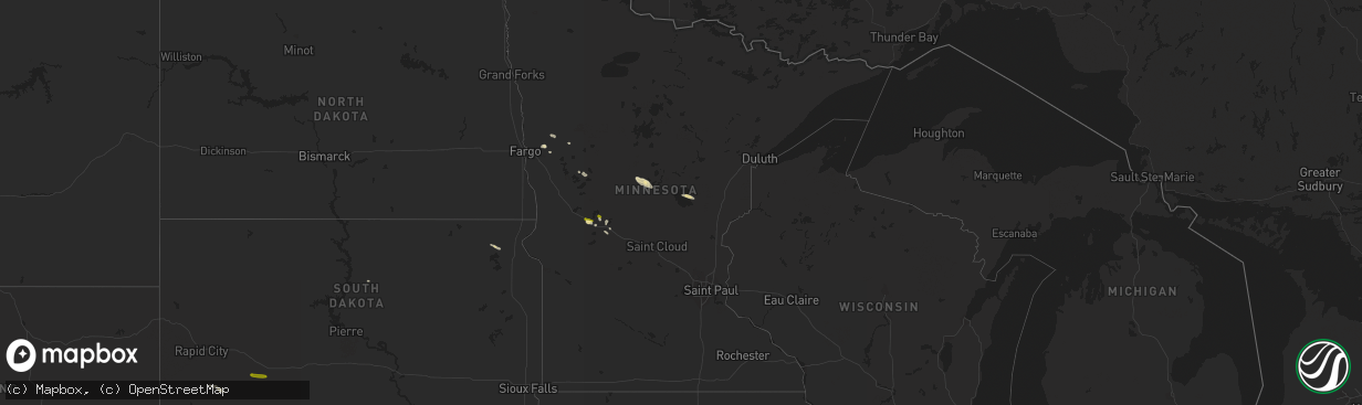 Hail map in Minnesota on September 1, 2014