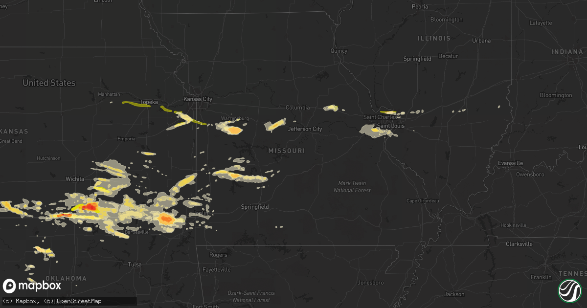 Hail map in Missouri on September 1, 2014
