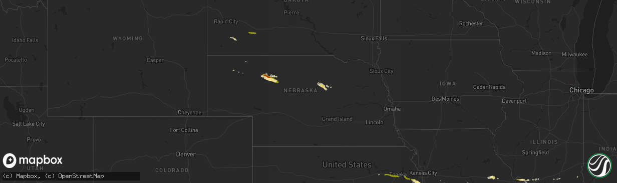 Hail map in Nebraska on September 1, 2014