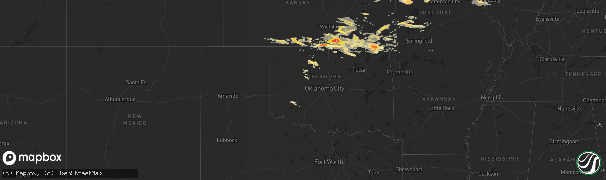 Hail map in Oklahoma on September 1, 2014