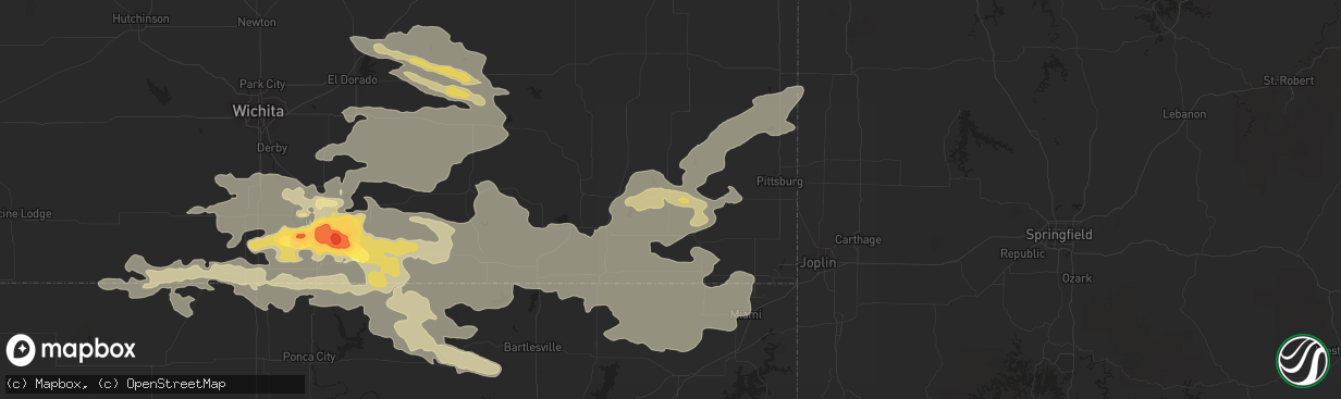 Hail map in Parsons, KS on September 1, 2014