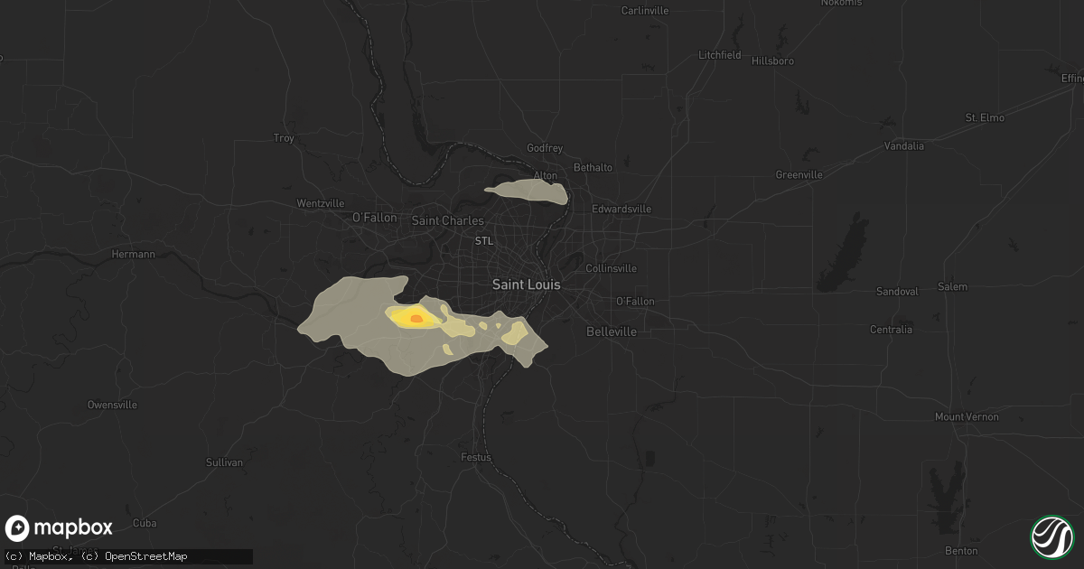 Hail map in Saint Louis, MO on September 1, 2014
