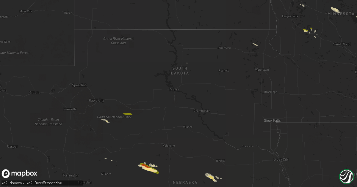 Hail map in South Dakota on September 1, 2014