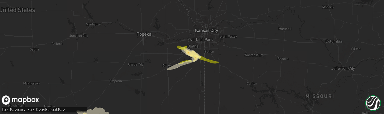 Hail map in Spring Hill, KS on September 1, 2014