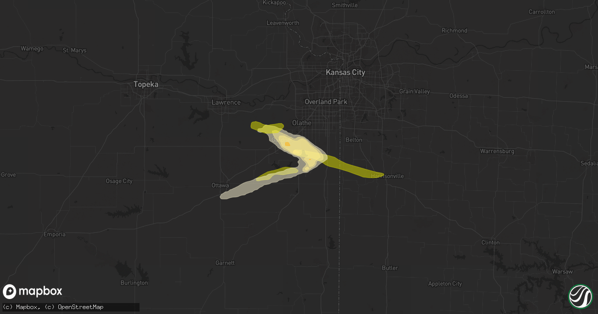 Hail map in Spring Hill, KS on September 1, 2014