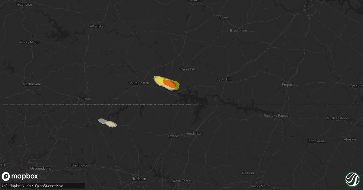 Hail map in Clarksville, VA on September 1, 2016