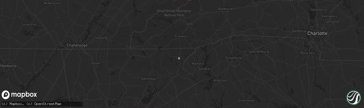 Hail map in Clayton, GA on September 1, 2016