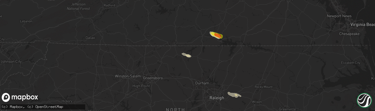 Hail map in Leasburg, NC on September 1, 2016