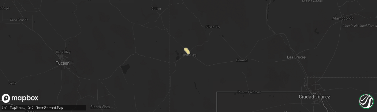 Hail map in Lordsburg, NM on September 1, 2016