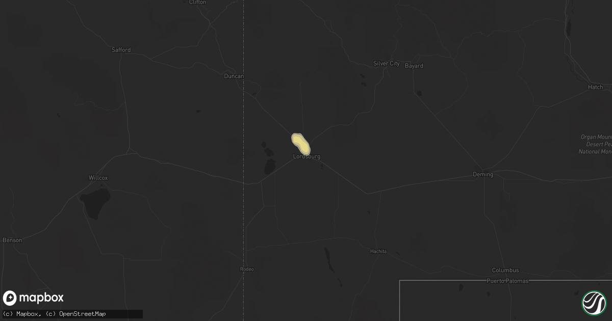 Hail map in Lordsburg, NM on September 1, 2016