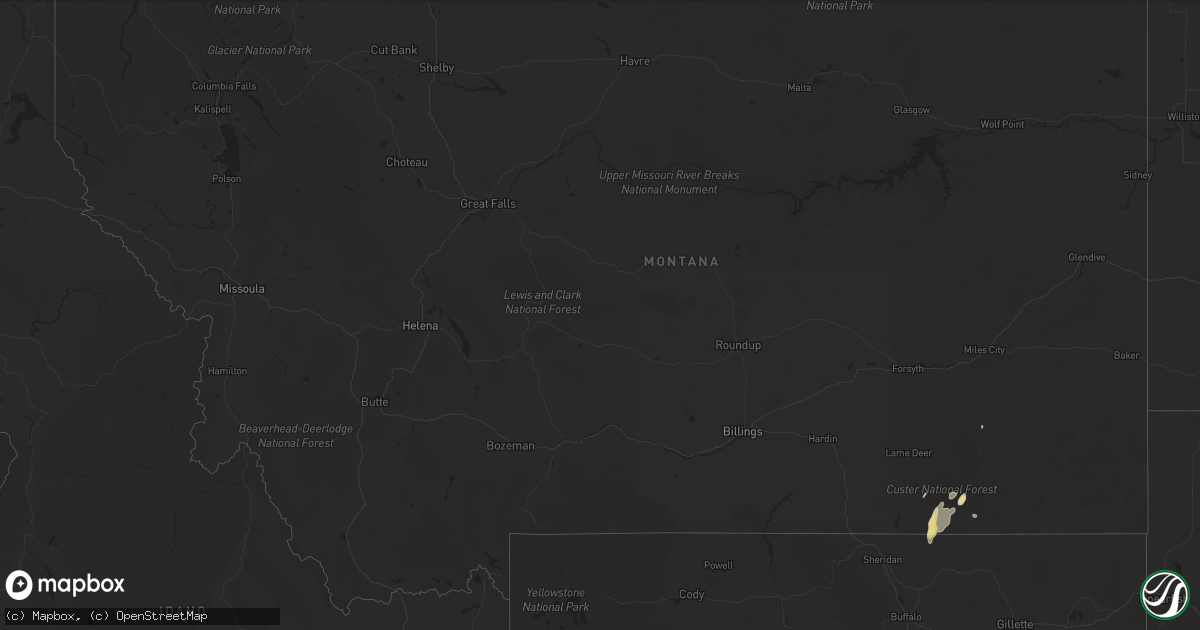 Hail map in Montana on September 1, 2016
