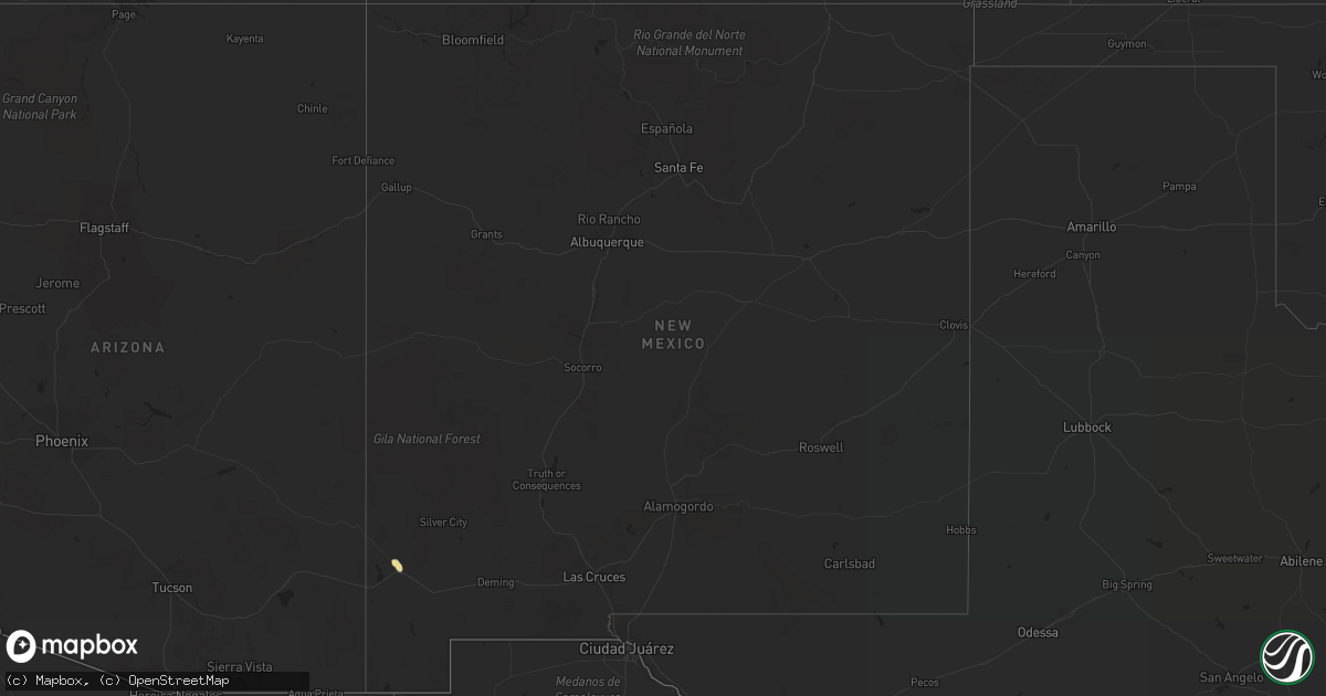 Hail map in New Mexico on September 1, 2016