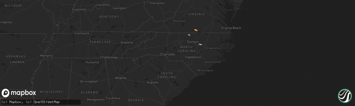 Hail map in North Carolina on September 1, 2016