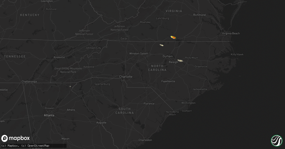Hail map in North Carolina on September 1, 2016