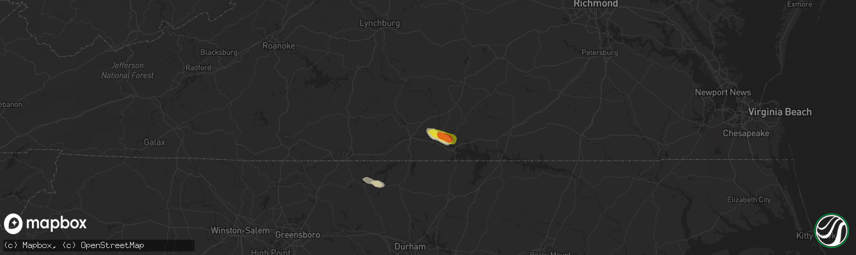 Hail map in Scottsburg, VA on September 1, 2016