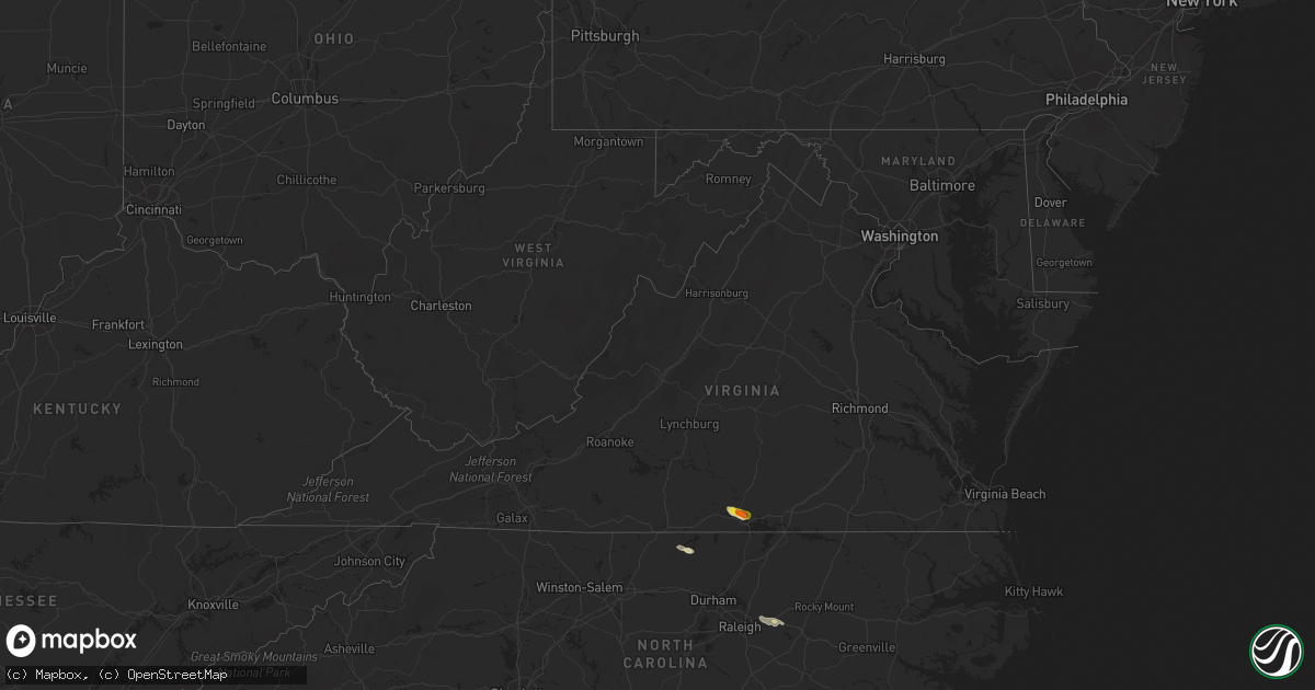 Hail map in Virginia on September 1, 2016