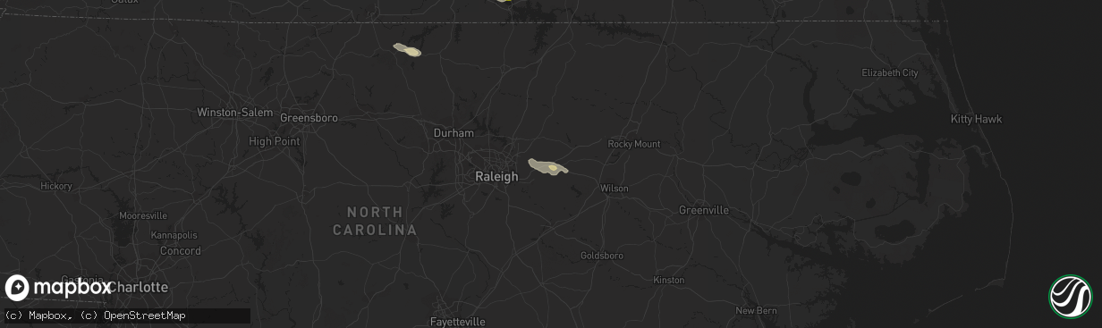 Hail map in Zebulon, NC on September 1, 2016