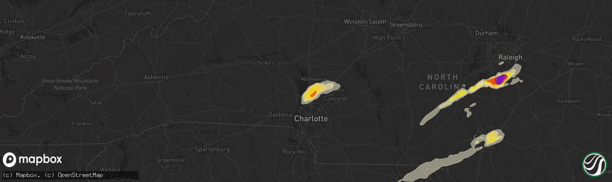 Hail map in Cornelius, NC on September 1, 2017